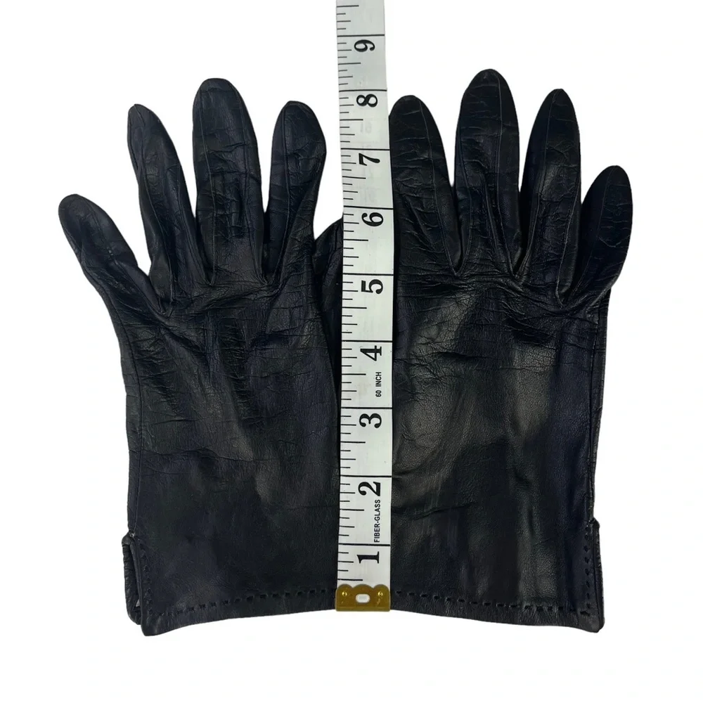 Black Leather Gloves Womens Size 6.5‎